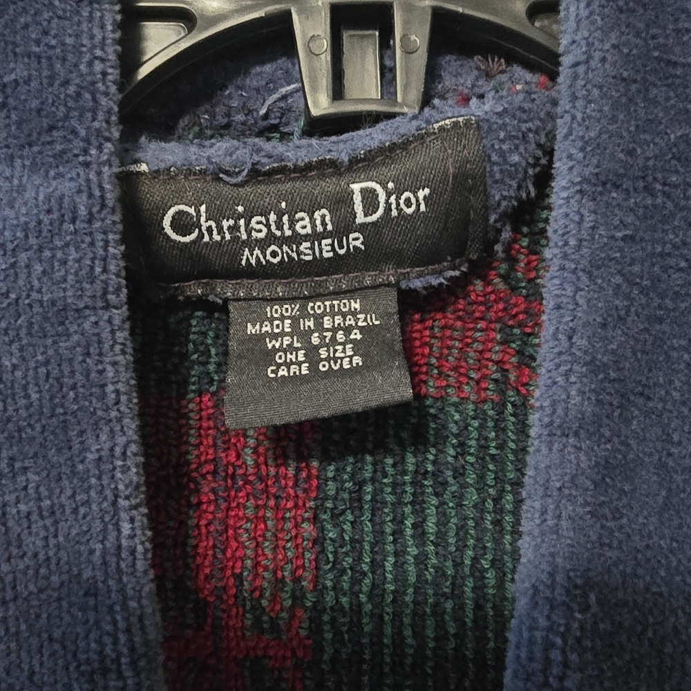 Vintage Christian Dior Men's Red Blue Green Checkered Robe - Picture 9 of 10